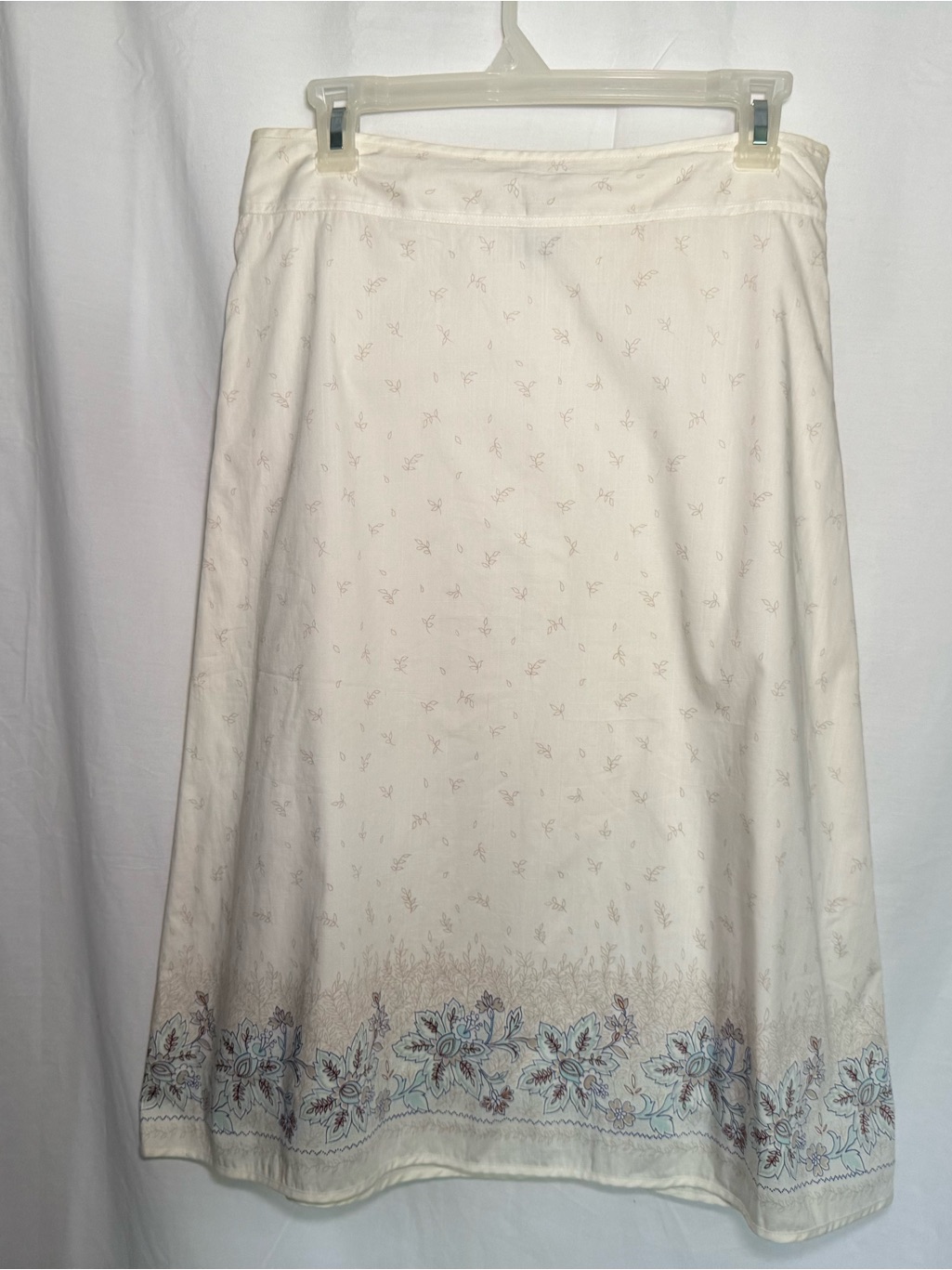 Mac & Jac Cream Cotton Poplin Skirt Size 6 Floral Print Border